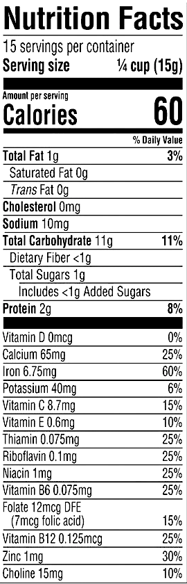 Nutrition Facts Oatmeal Millet Quinoa